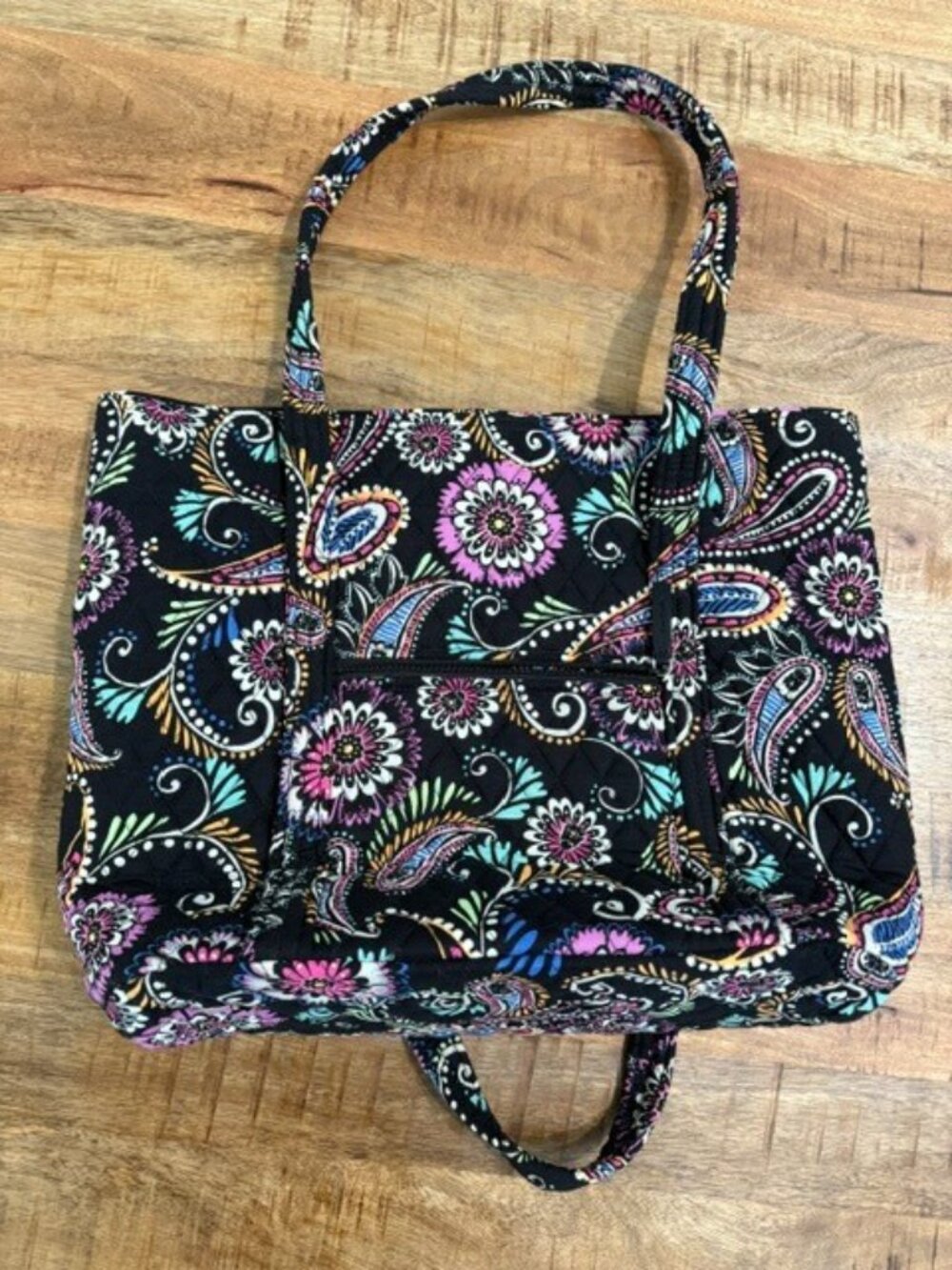 Vera Bradley Bandana Swirl Glenna Tote Shoulder Bag Paisley Quilted Cotton Black - Picture 8 of 14